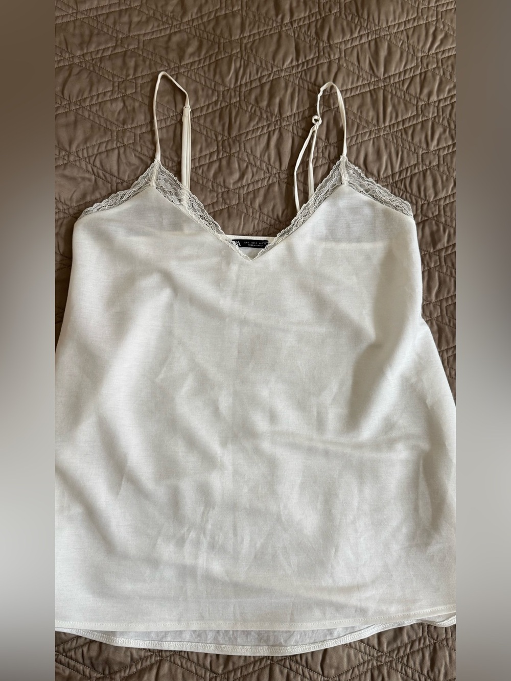 Zara White Lace-Trim Cami